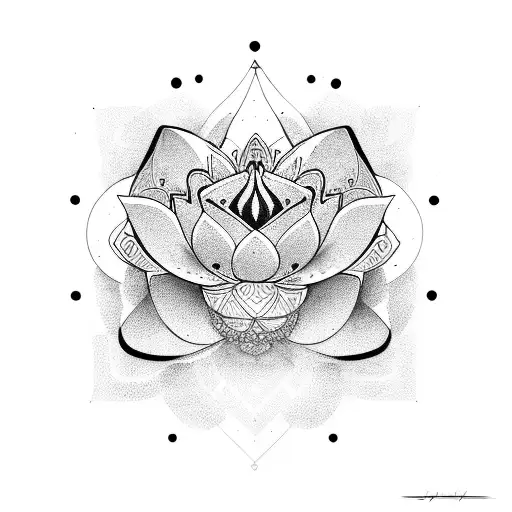 Unalome Symbol With Lotus