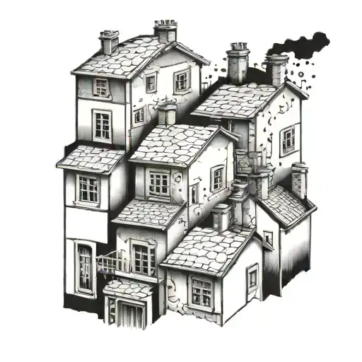 Panelka Building Neighbourhood Chimneys In The Back