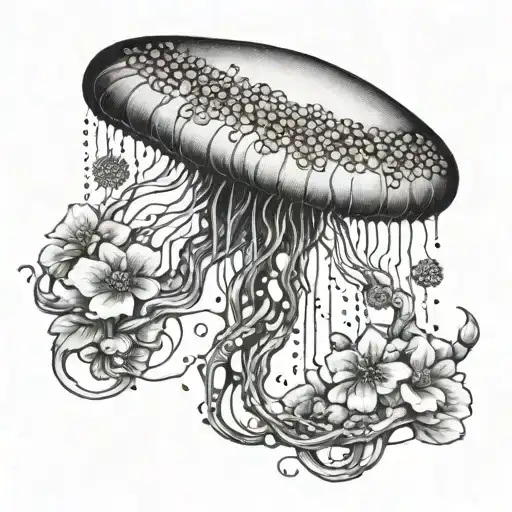 Jellyfish And Flowers Intertwined