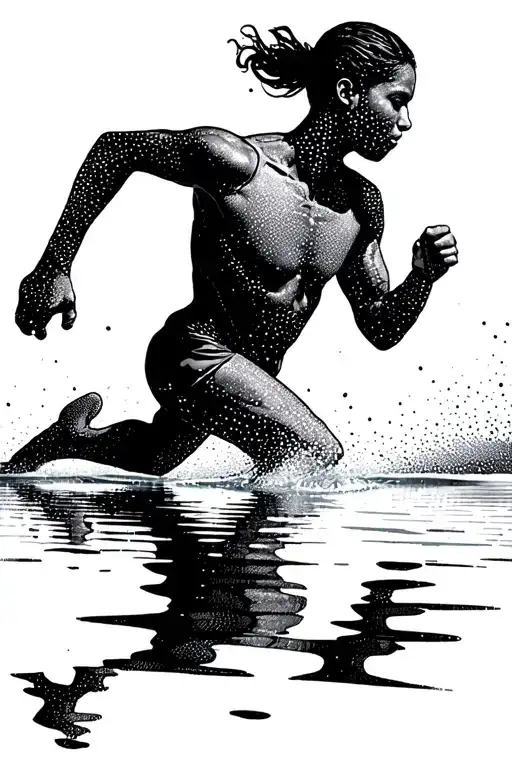 Runner And Reflection In The Water