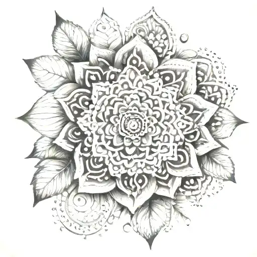Conpass With Mandala And Flowers Blooming
