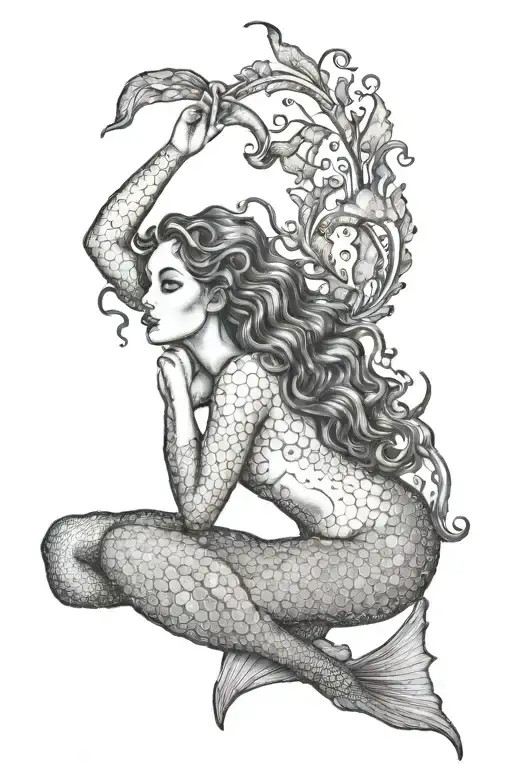 Mermaid Girl Lounging