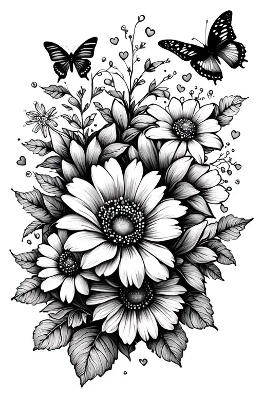 Flowers Hearts And Butterflies