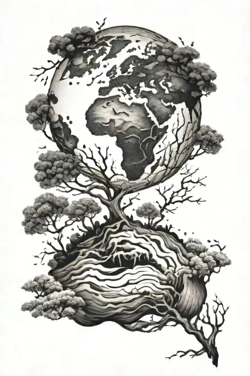 Earth With Tree Growing