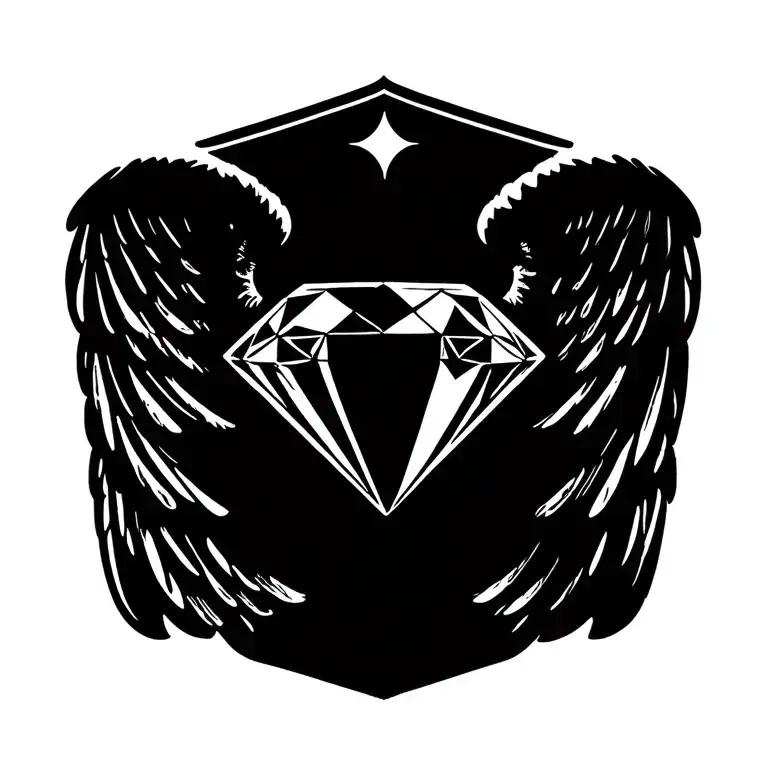 A Diamond With Angel Wings Spread Wide With No Background Behind It