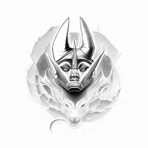 A Terrifying Anubis Emerging From A Black Mist