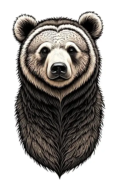 Bear Face With Floppy Right Ear