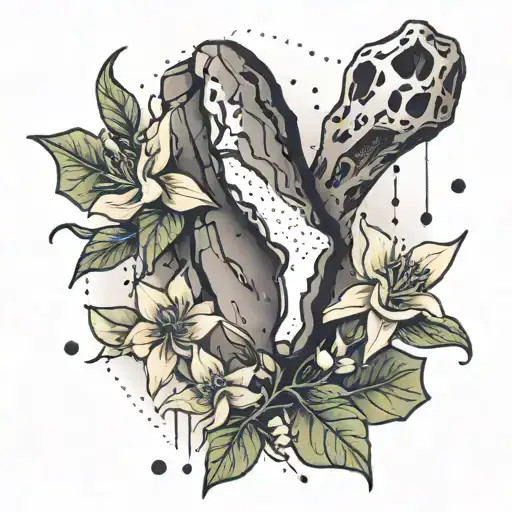 Rock Climbing Scene With Jasmine Flowers And Daggers Intertwined