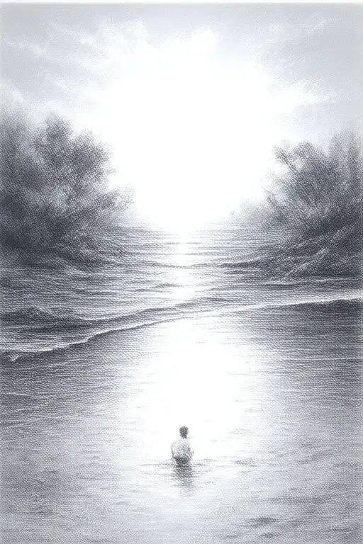 Massive Beach Landscape With Huge Sun In The Background