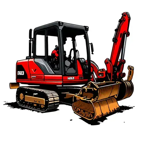 Dead Pool Tattoo Combined With An Excavator