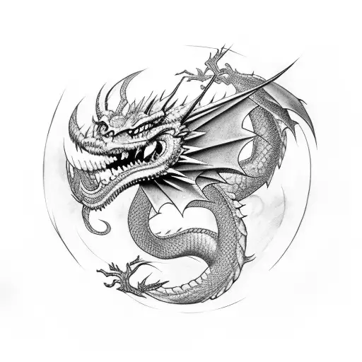 Dragon Head Surrounded By Darkness