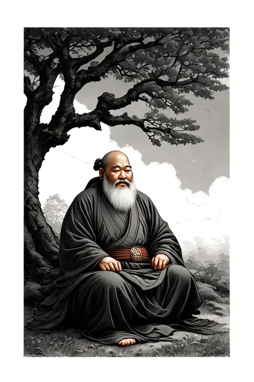 Uncle Iroh Sitting Under A Tree With Ba Sing Se In The Backround