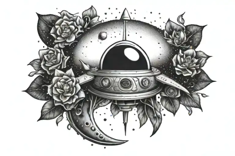Spaceship With Alien Flowers