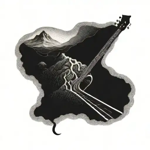 A Guitar Neck Morphing Into A Winding Mountain Road