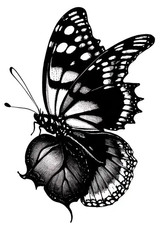 Old English D With A Butterfly Flying Through It