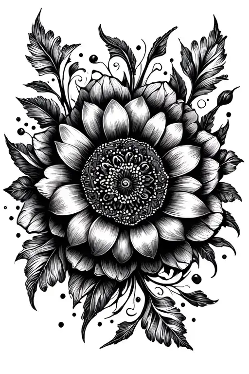Mandala And Flower Sleeve Tattoo Design