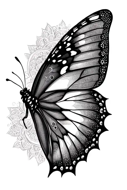 Butterfly A Mandala Wing And A Fragmented And Detached Wing