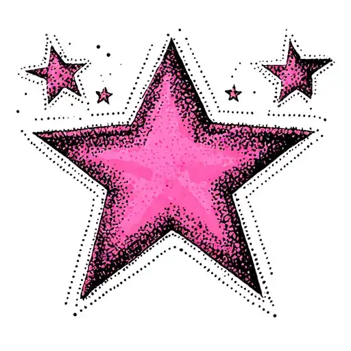 Basic Pink Star Outline With Inner Shading