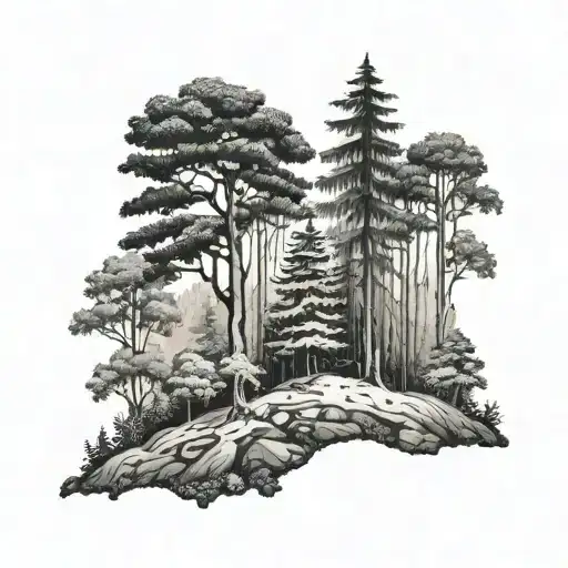 Forest Landscape With A Hidden