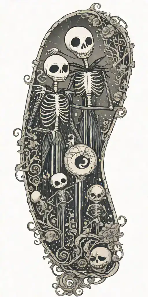 Nightmare Before Christmas With Jack And Sally On Arm