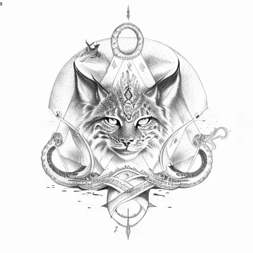 Yggdrasil With Lynx Crow And Snake