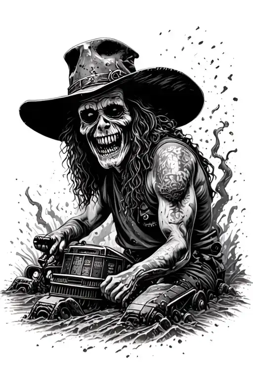 A Tattoo Featuring Grave Digger And Mud Bogs In A Cinematic Style