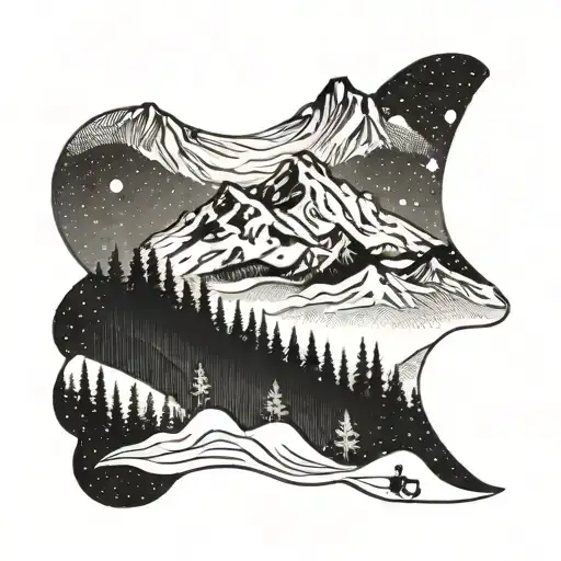 A Minimalist Ski Mountain Landscape With A Hidden Music Symbol