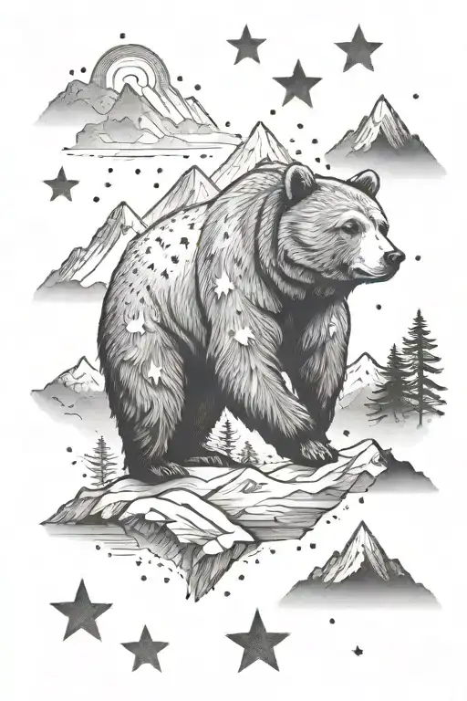 Bear With Mountains And Stars