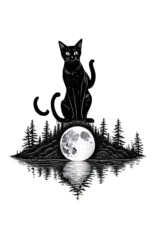 Pacific Northwest Moons And Black Cat