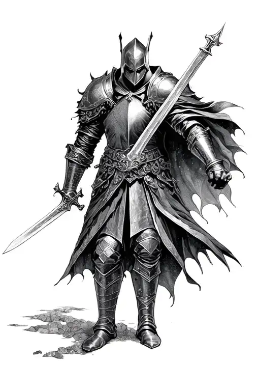 Dark Fantasy Knight Holding A Sword
