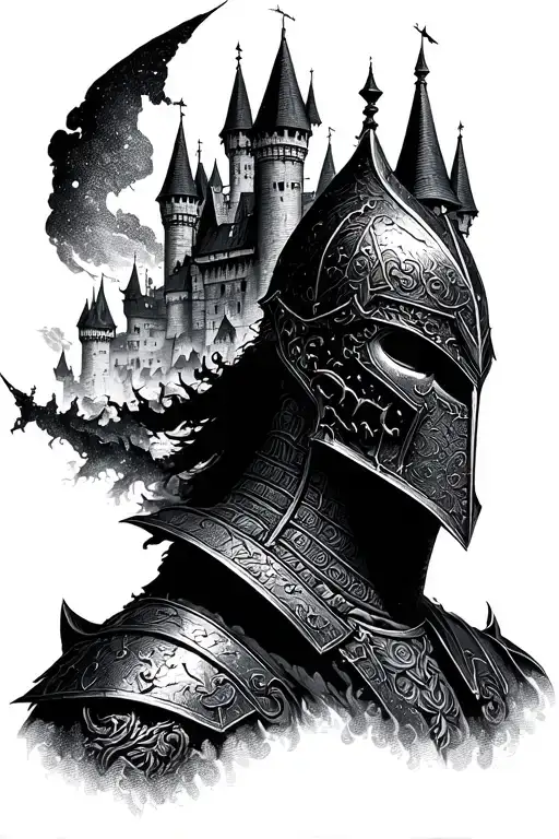Dark Fantasy Knight Castles Fire