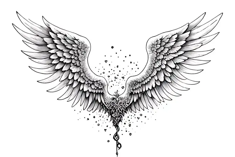 Angelic Wings With Random Designs Around