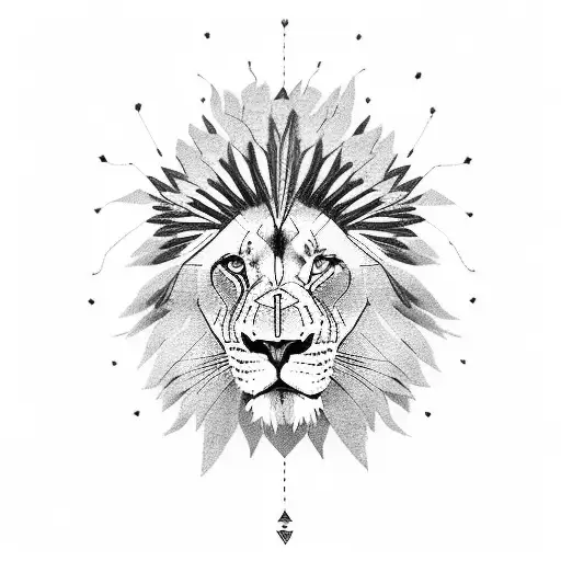 Lion Walking With Native Headdress On