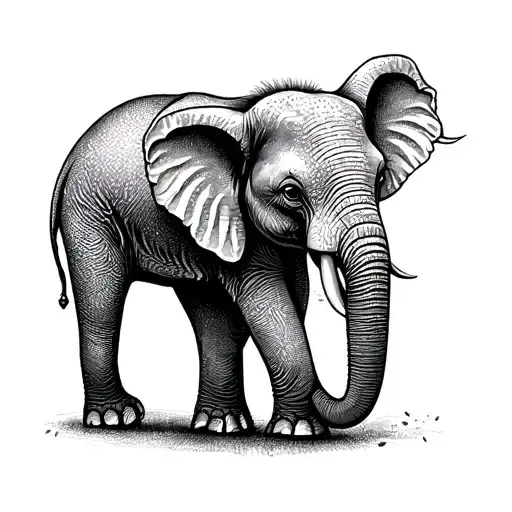 Side View Of Elephant With Defined Ears And Happy Features