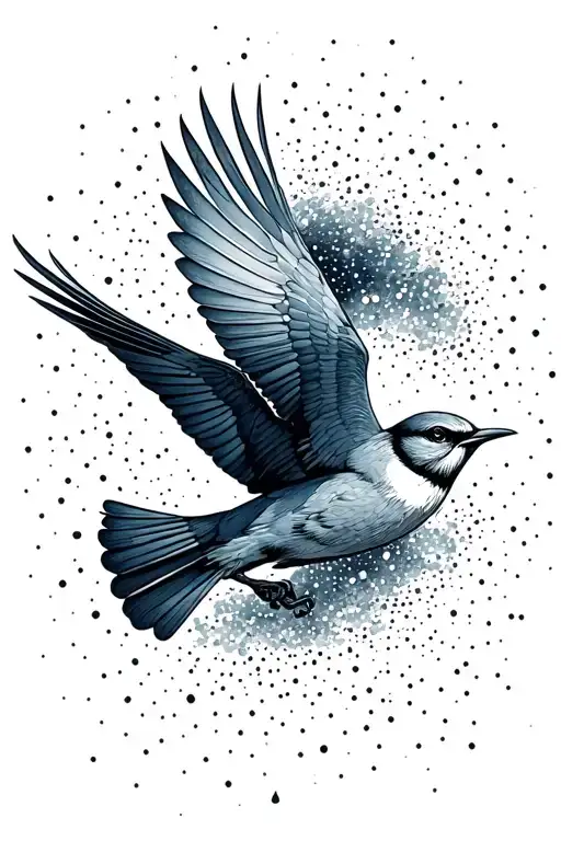 Bird Flying Into The Cosmos