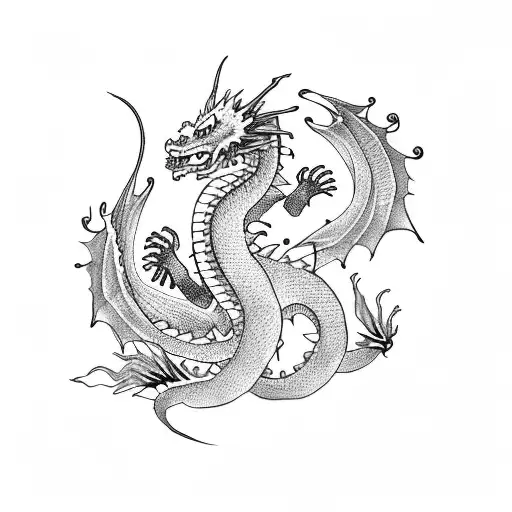 Dragon With Flowers