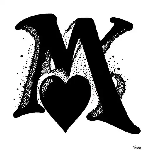 Initial M With Heart