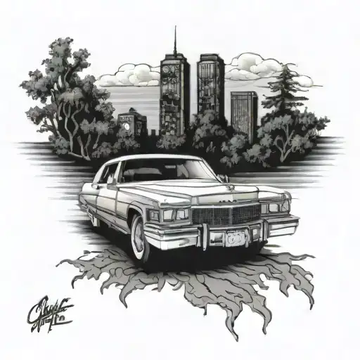 A 1982 Cadillac Coupe Deville On A Road
