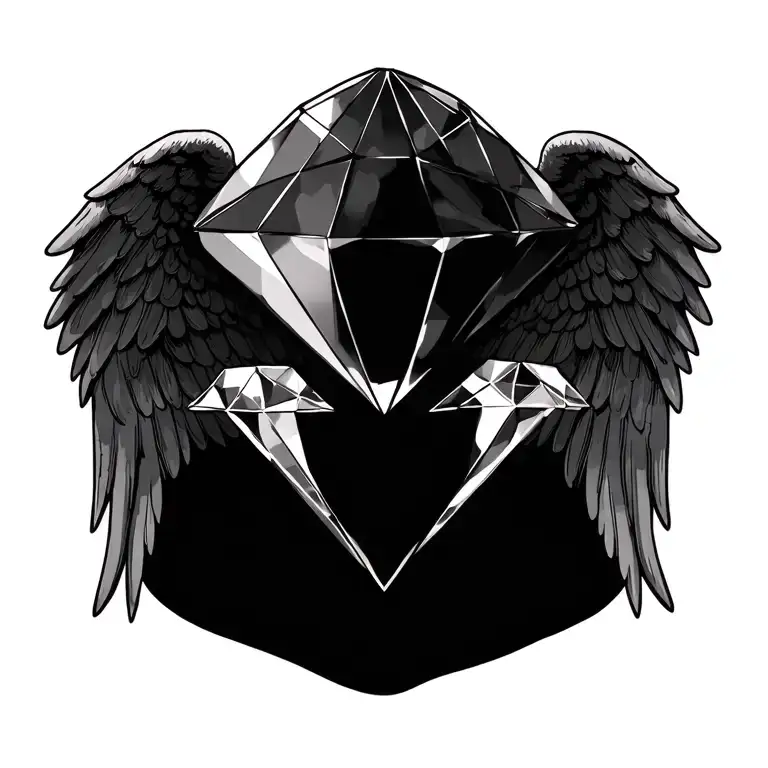 A Diamond That Has Angel Wings That Are Open To The Sides No Background