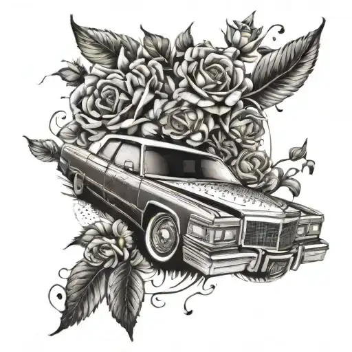 A 1982 Cadillac Coupe Deville Surrounded By Flowers