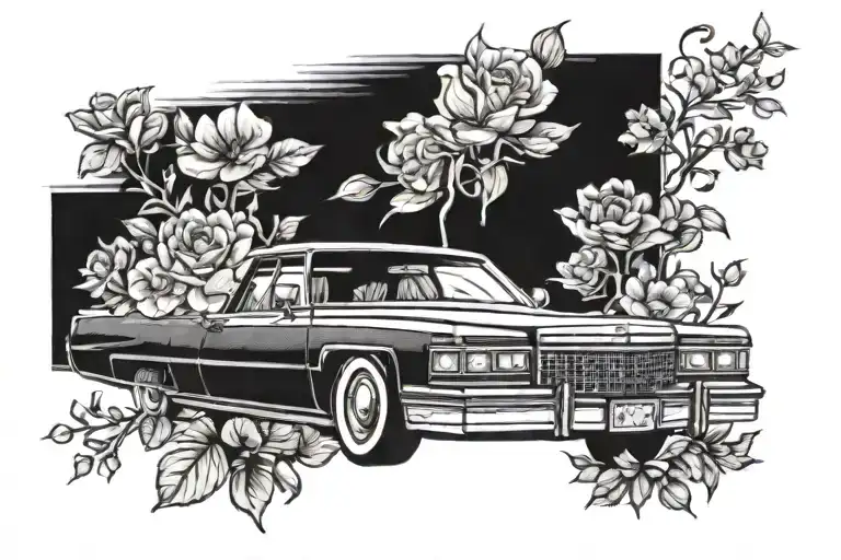 A 1982 Coupe Deville Surrounded By Flowers