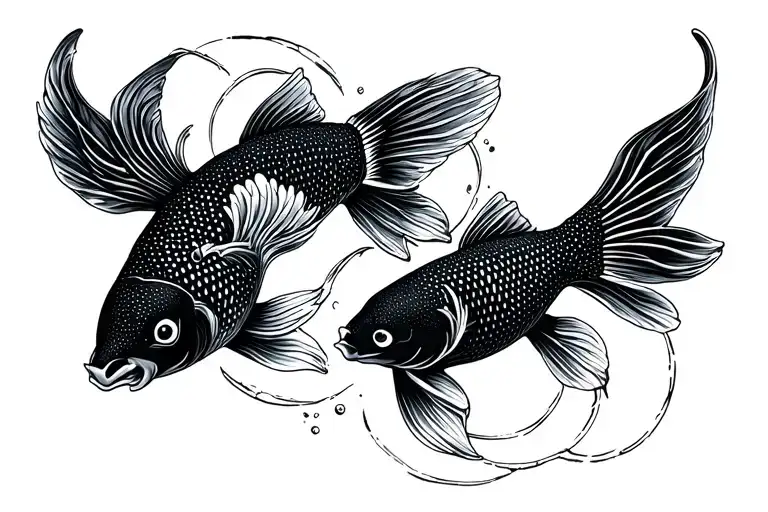 Koi Fish And Doing Yang Symbol