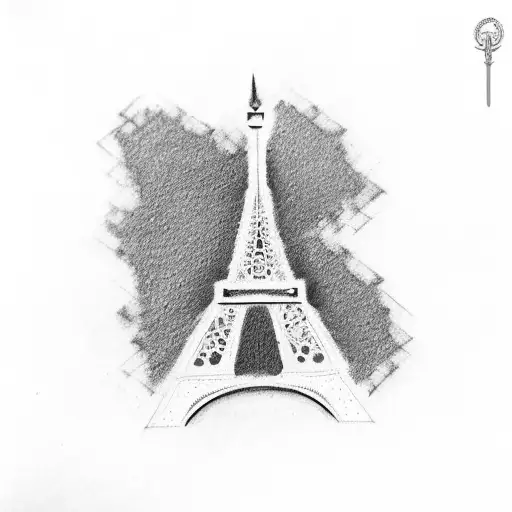 Mini Eiffel Tower With Name Rj In Cursive