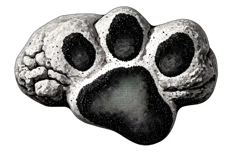 Paw Print Engraved On A Rock