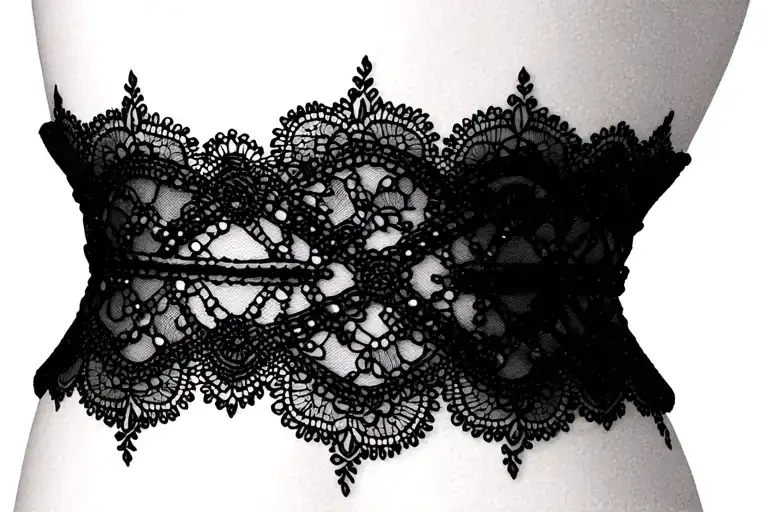 Lace Garter Band Elegantly Encircling The Thigh