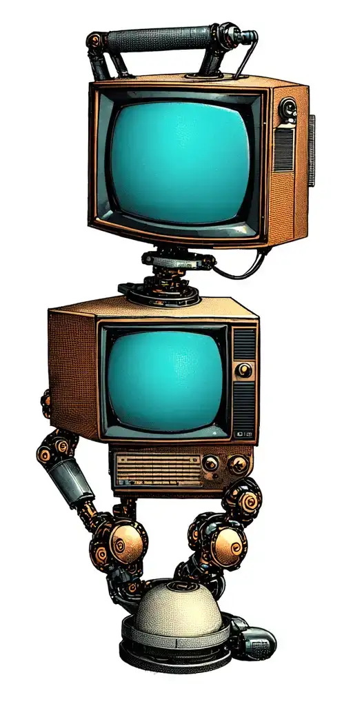 Create A Tattoo Of A Vintage Tv Set With A Robotic Arm Tuning The Channels