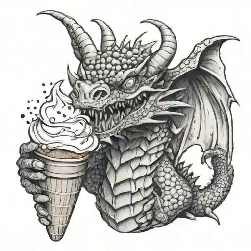 Dragon Eating Ice Cream
