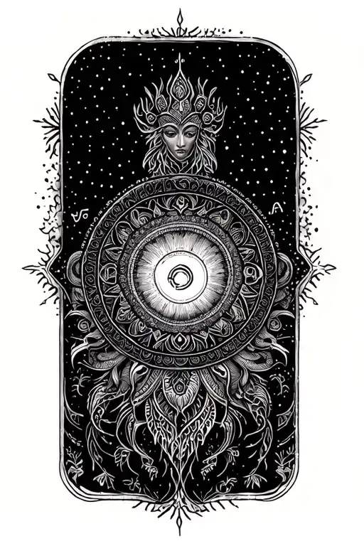 Intricate Mandala Design Featuring Virgo Zodiac Symbol In Dotwork Style