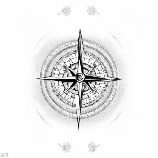 A Detailed Hourglass With A Compass As The Sand Inside