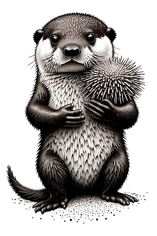 Sea Otter Holding An Urchin